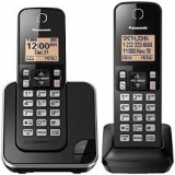 Panasonic KX-TGC352B Expandable Cordless Phone with Amber Backlit Display - 2 Handsets, Black